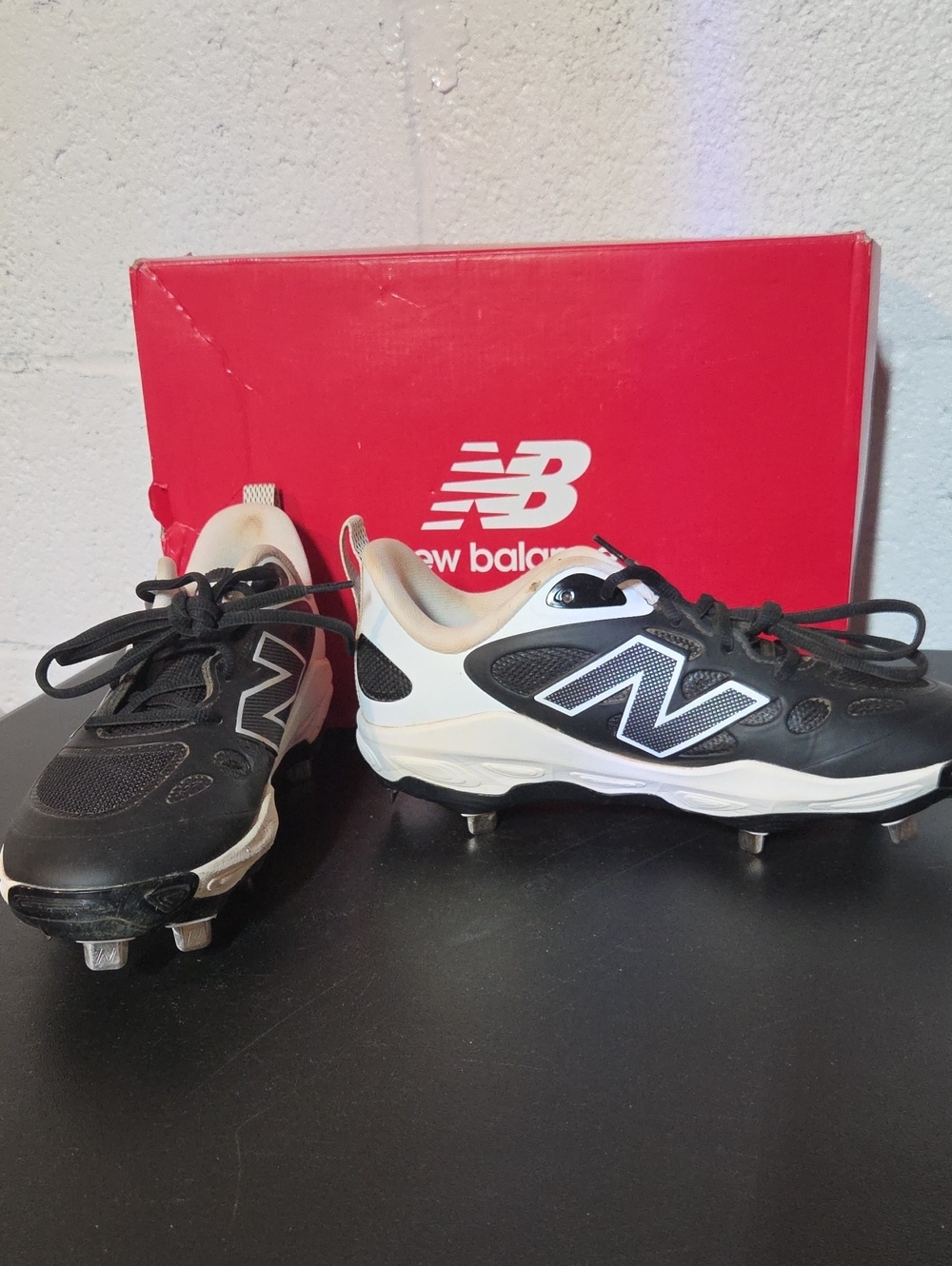 New Balance Womens Fresh Foam X Velo V4 Metal Black and White Baseball Cleats